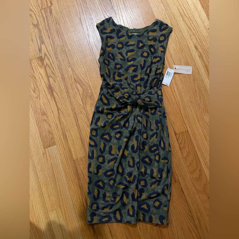 Philosophy Green Leopard print tie detail women’s dress